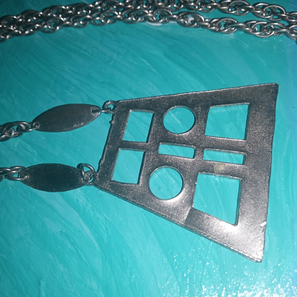 Geometric Silver Necklace - image 1